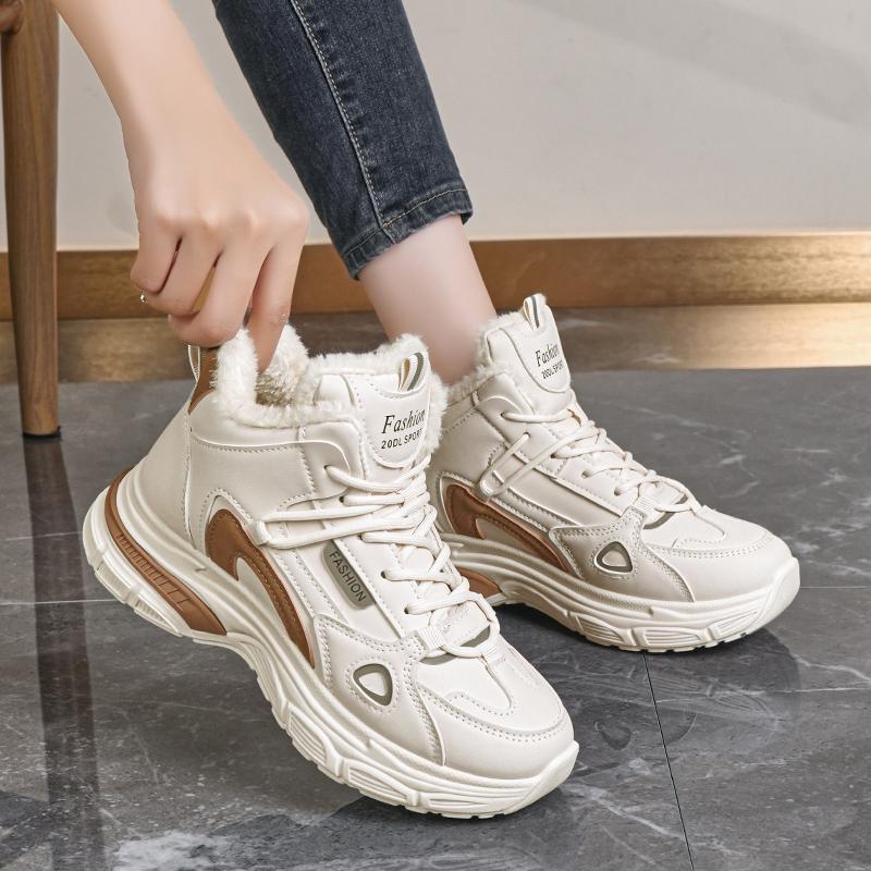 36-43 Women's Plus Size Fashionable Plus Velvet Warm Casual High Top Cotton Shoes Snow Boots Sports Women's Cotton Shoes