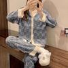 Kadın İlkbahar Sonbahar Pijama İki Parça Set Kadın Bol Moda Leopar Desenli Uzun Kollu Bayan Ev Giyimi