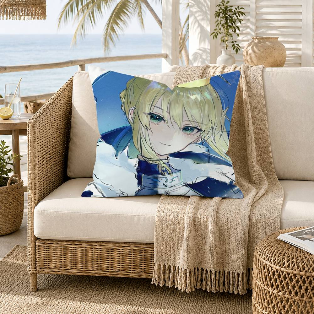 Saber Artoria Pendragon Fate Grand Order FGO Pillow Case for Sofa Living Room Home office Decor Protective Cover
