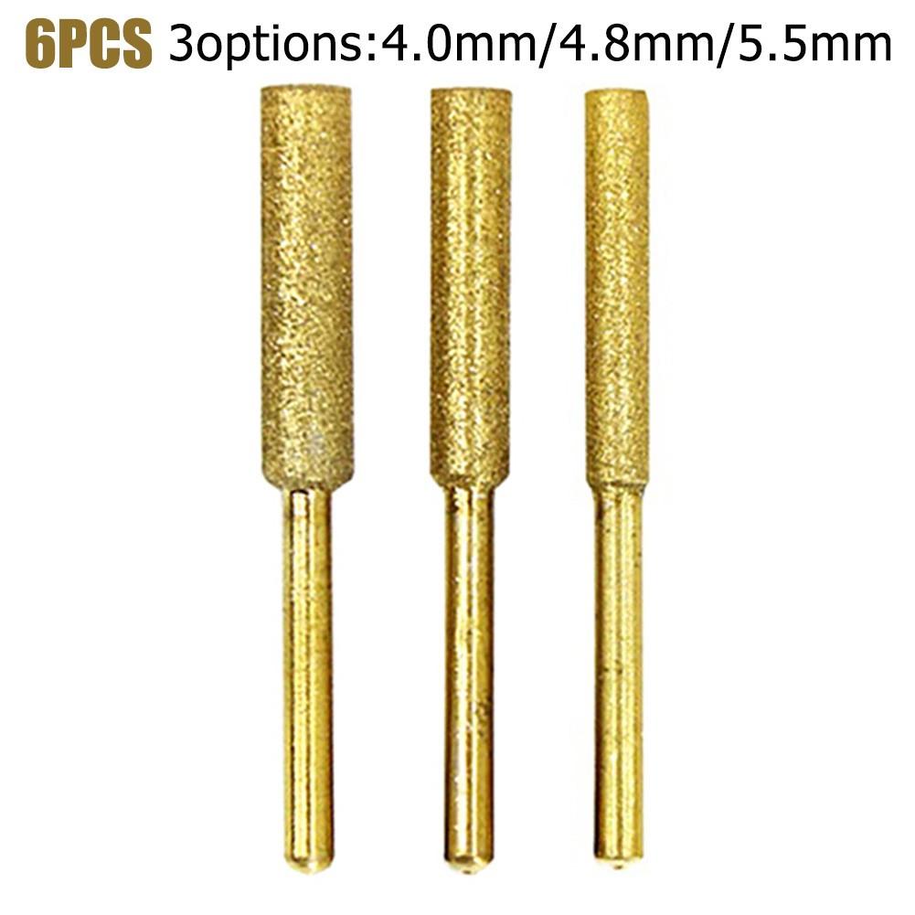 6PCS 4/4.8/5.5mm Diamond Chainsaw Sharpener Burr Grinder Chain Saw Drill Bits Saw Sharpening Carving Grinding Tools Dropship