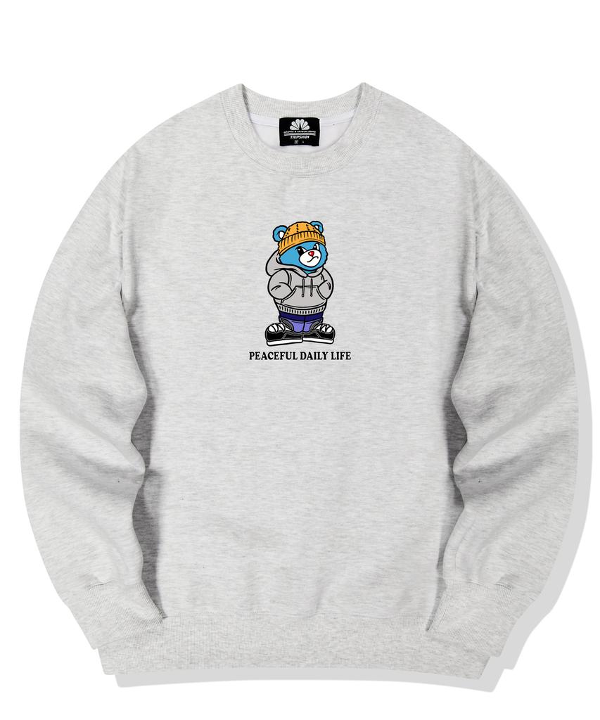TRIPSHION City Bear Graphic Crewneck - White