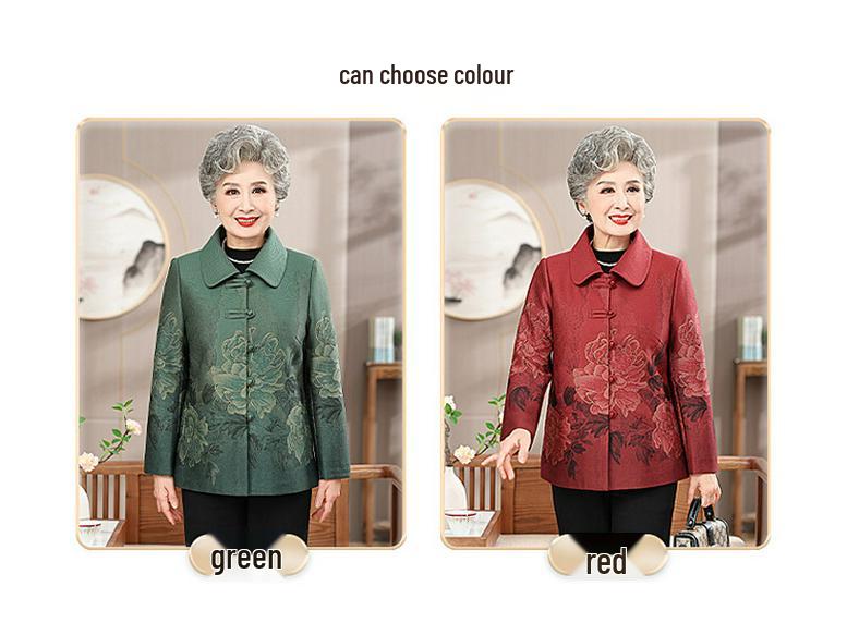 Spring & Autumn Floral Coat for Middle-Aged & Elderly Women