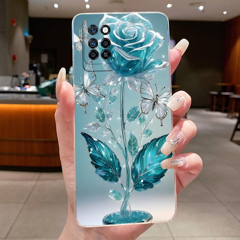 Für Infinix Note 10 Pro NFC Note10 10Pro Hülle X693 X695 X695D X695C Blume Schmetterling Rückseiten Weiches Silikon TPU Handyhüllen