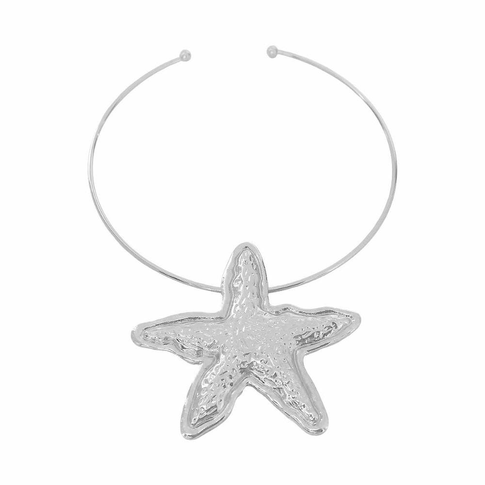 Silber Geometrischer Runder Kragen Anhänger Gold Schmuck Mode Seestern Anhänger Metall Choker Damen