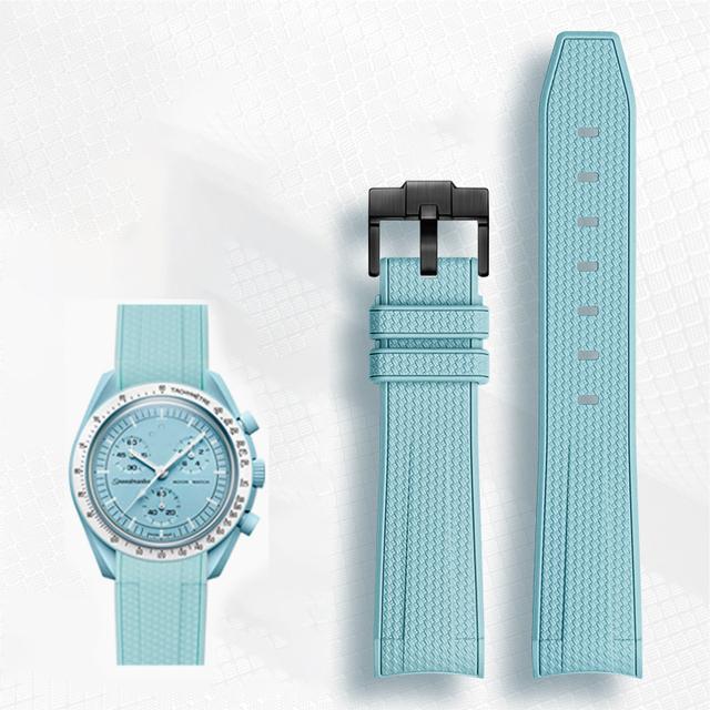 Cinturino Avanzato in Gomma per Orologi Rolex Omega X Swatch Joint MoonSwatch Constellation Sports Cinturino da 20mm Banda con Estremità Curva
