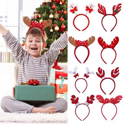 Fashion Christmas Headbands For Children Cartoon Reindeer Antler Santa Claus Snowman Noel Tree Headwear Party Hair Accessories