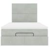 Enjoy Restful Nights with This Ottoman Bed with Mattresses and LED Lights In Light Grey 120 X 200 Cm Velvet