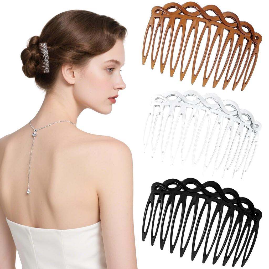 6PCS French Hair Combs for Women - Resin Decorative Comb Clips, Small Hair Styling Tools for Curly Straight Hair, Bridal Wedding Accessories