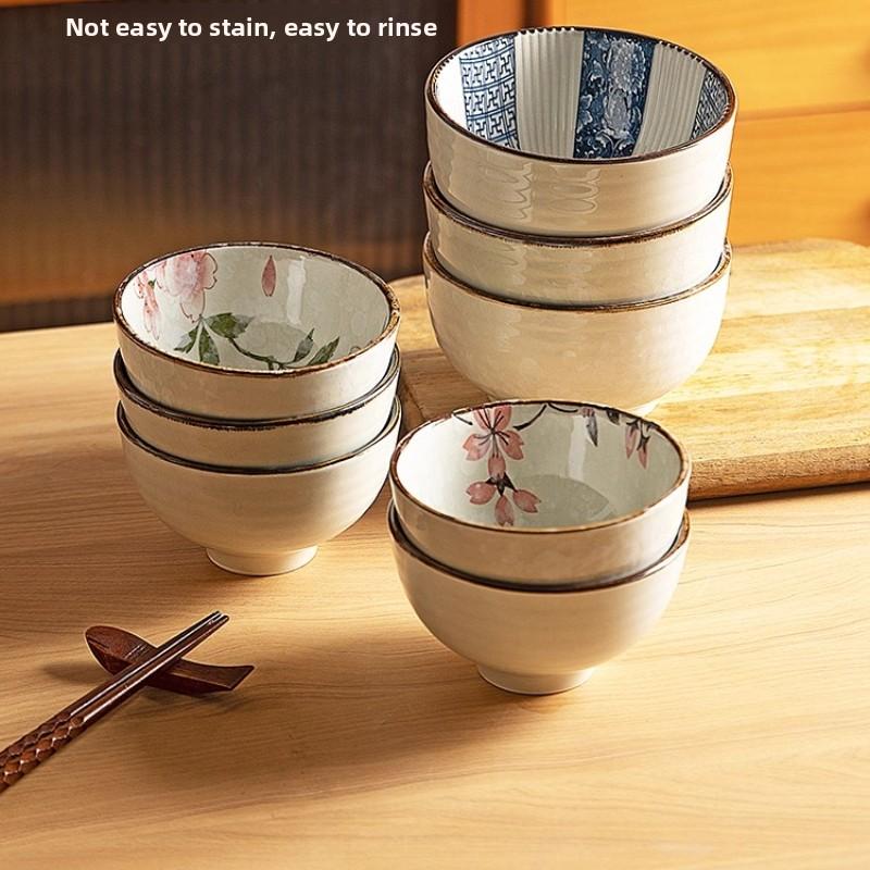 Jap Home Tableware Underglaze Ceramic Rice Bowl Modern One-Person Porcelain Dining Set 2025 New Design for Individual Servings