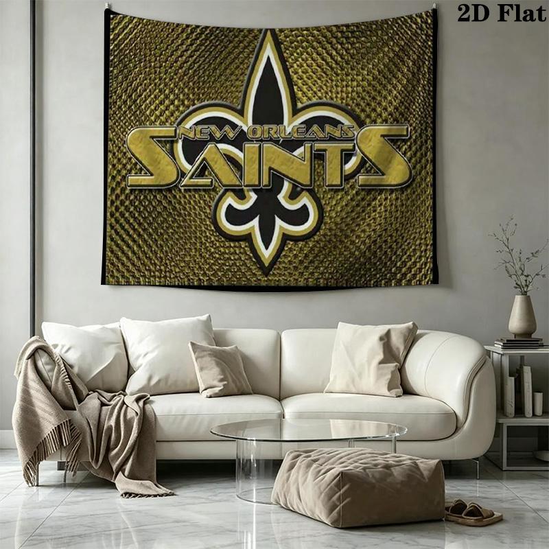 New Orleans Saints Logo Wall Tapestry Aesthetic Wall Hanging Printed Fabric Blanket Decorative Tapestries for Bedroom Living Room Home Decor