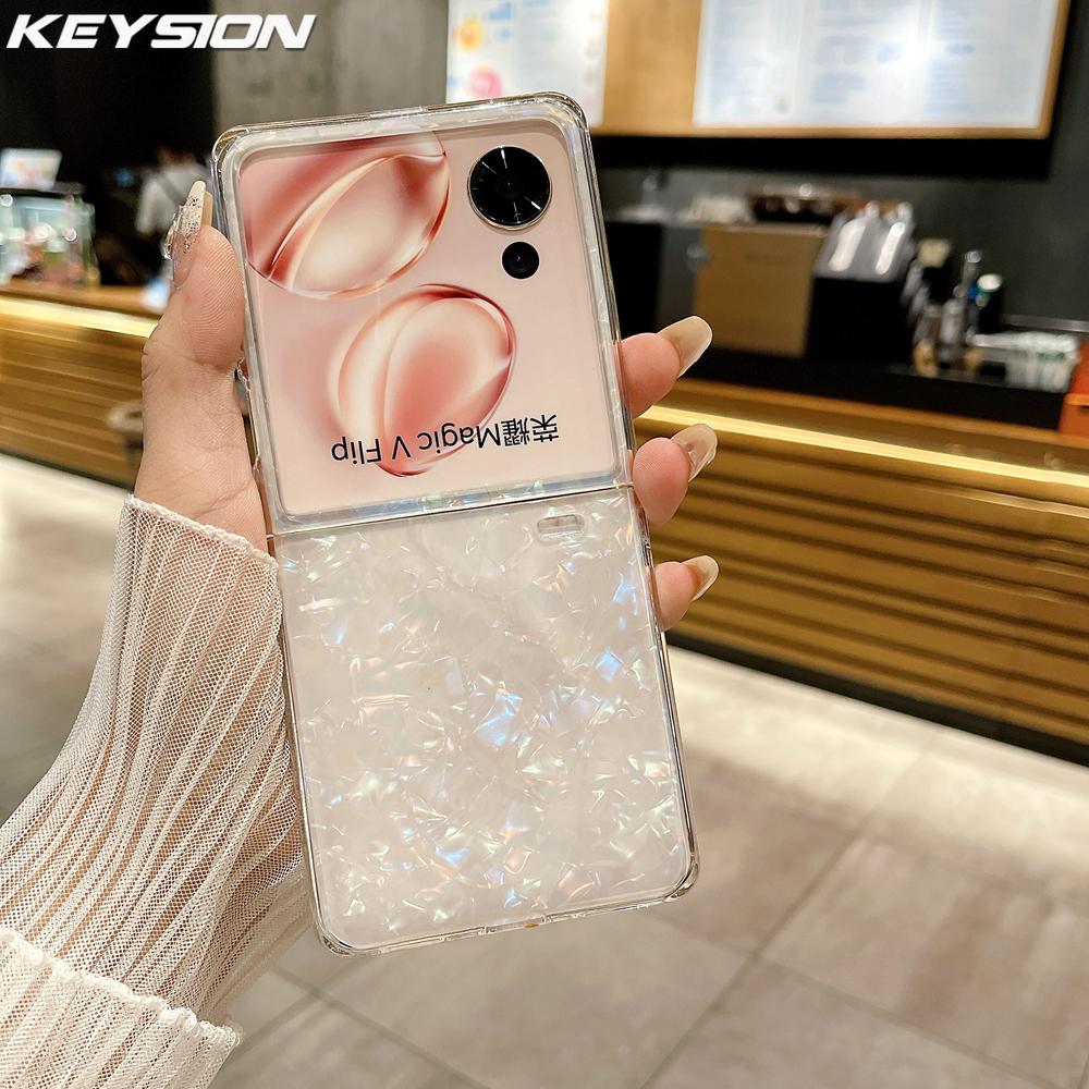 

KEYSION Роскошный глянцевый чехол с бриллиантовым узором для HONOR Magic V Flip, противоударный чехол для телефона Huawei P50 Pocket 2 Nova Flip for Magic V Flip разноцветный