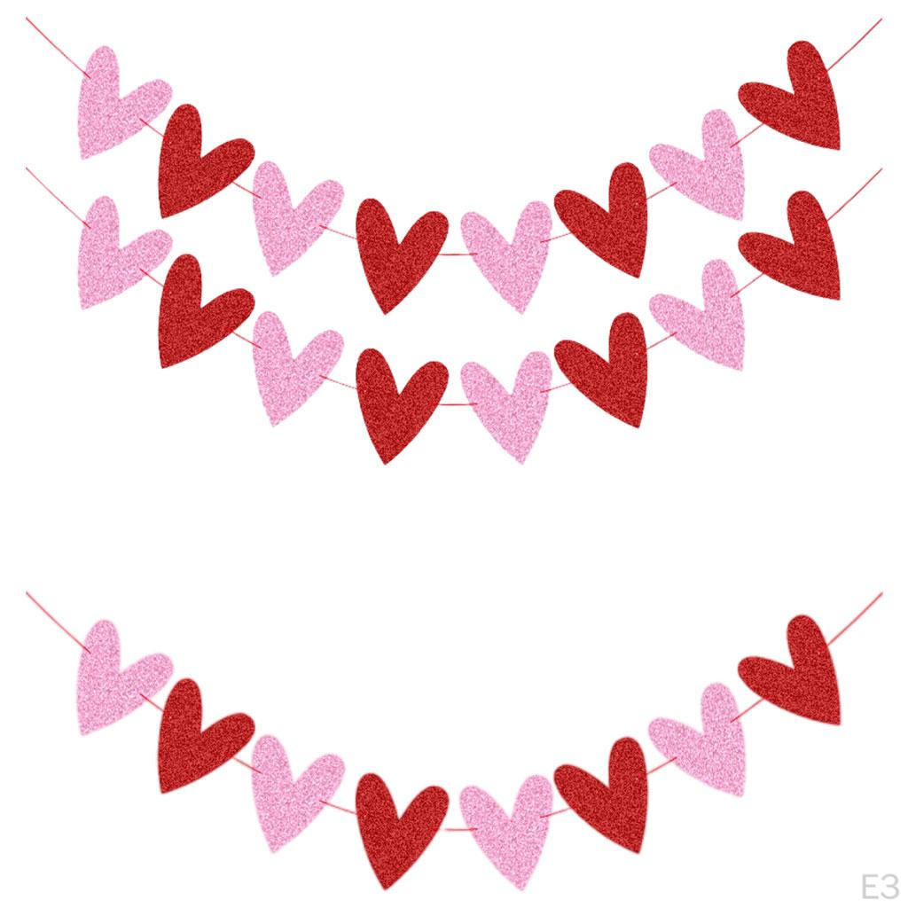 Glittery Heart Garland Banner for Valentines Day Decorations,Wedding Engagement Party home and