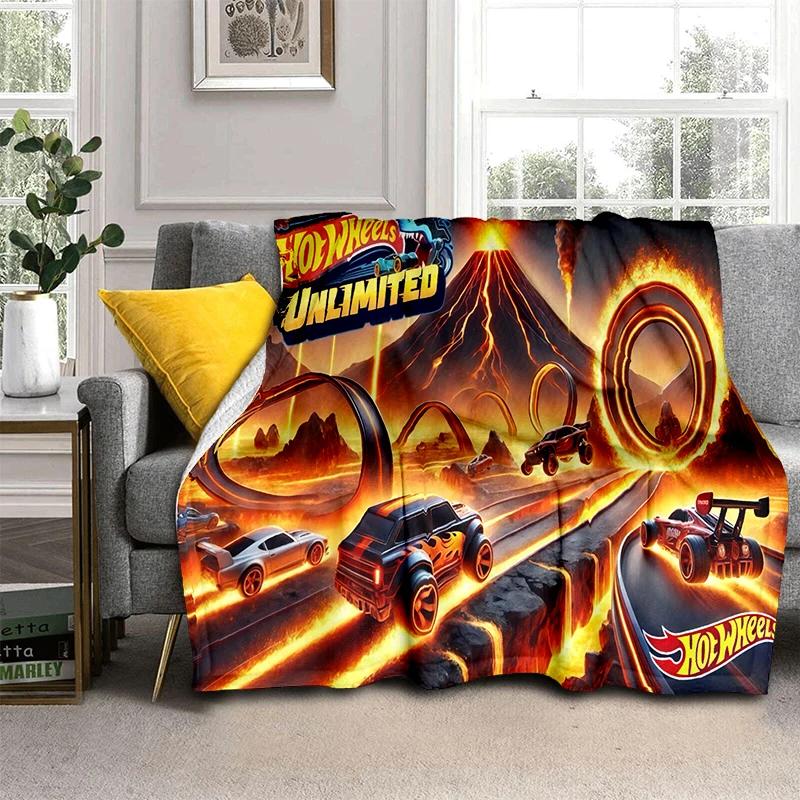 

2025 New new H-Hot Wheels Racing Car Cartoon Flannel Blanket,Soft Throw Blanket for Home Bedroom Bed Sofa Travel Cover Kid Gift 75x90cm