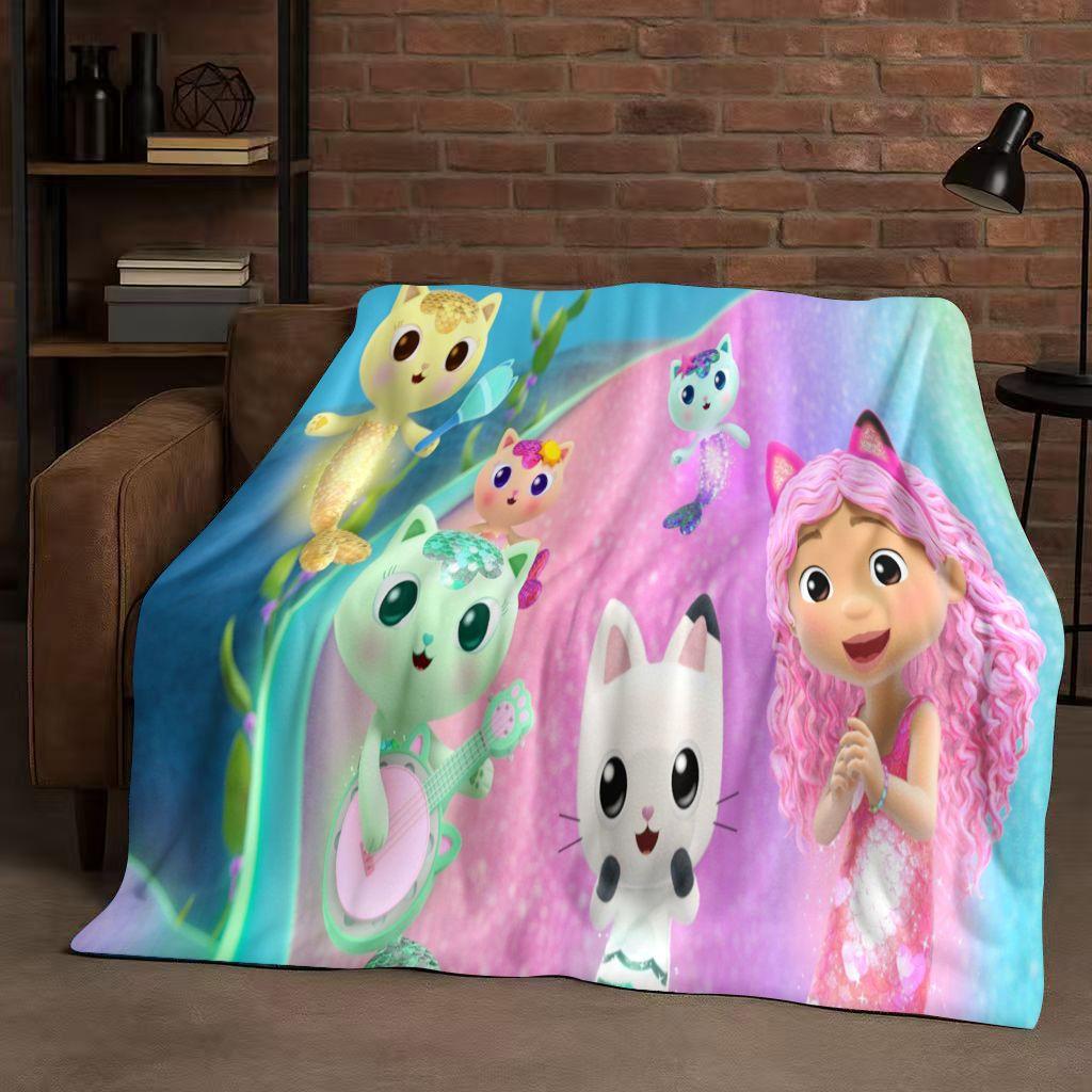 HD Niedliches Gabi's Puppenhaus Cartoon Flanelldecke, Ultra Weiche Warme Plüschdecke für Zuhause Schlafzimmer Bett Sofa Abdeckung Picknick Mädchen Geschenk