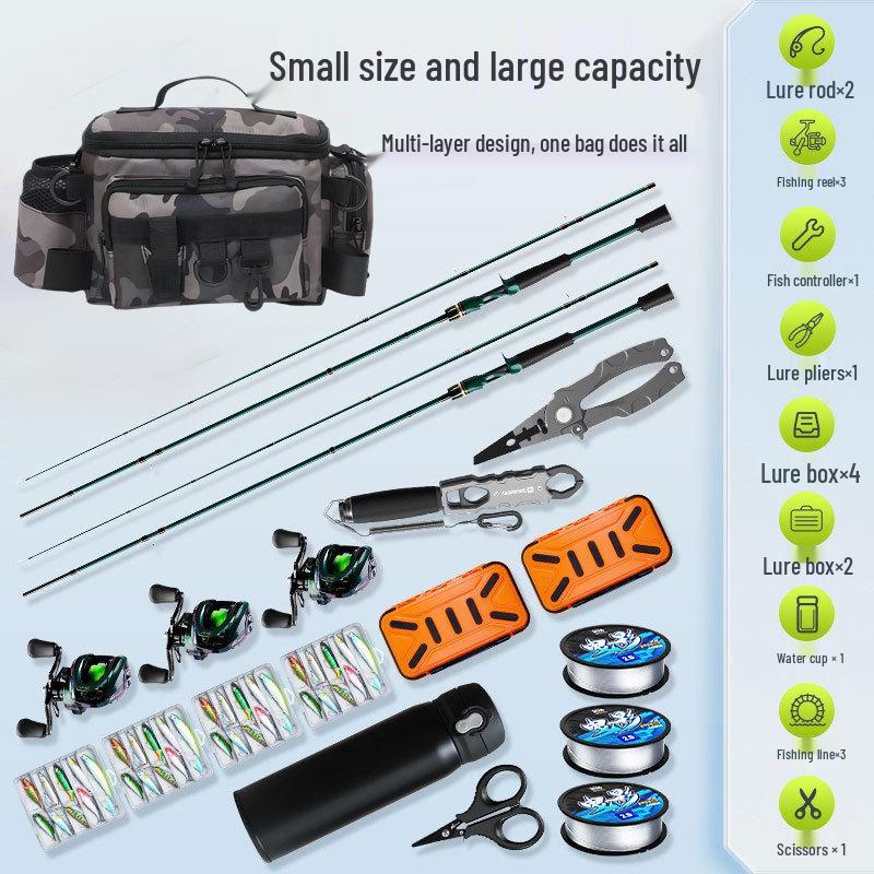 Multifunktionale Angeltasche mit großem Fassungsvermögen für Taille & Rute - Outdoor-Ausrüstungsaufbewahrung