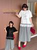 Camiseta de Encaje Estampada para Mujer Talla Grande - Manga Corta, Colección Primavera/Verano.