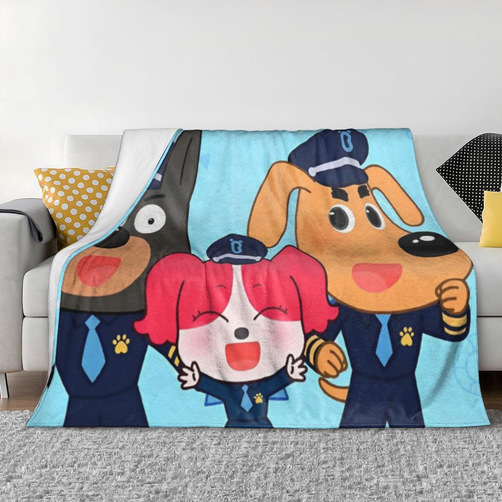 Sheriff Labrador Polizia Cartone Animato Coperte Bambini Serie TV Peluche Divertente Traspirante Coperta da Lavoro per Copriletto Tutte le Stagioni Auto