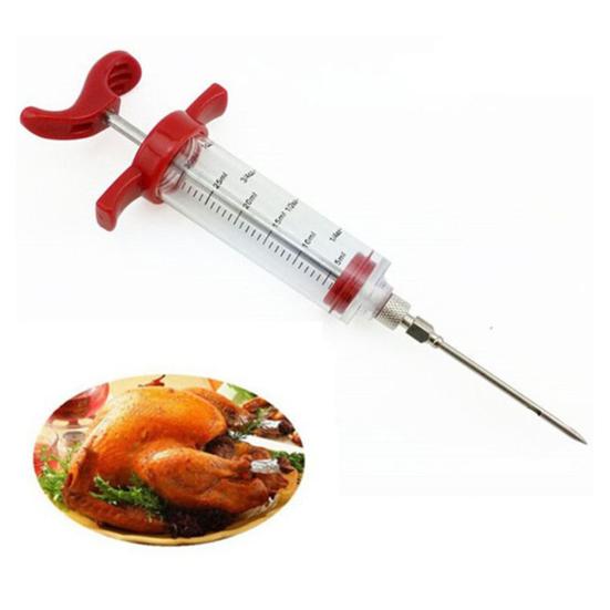 Flavor Needle with Stainless Steel Needle Food Grade Scale Design BBQ Meat Marinade Pork Steak Meat Sauce Injector Kitchen Tools