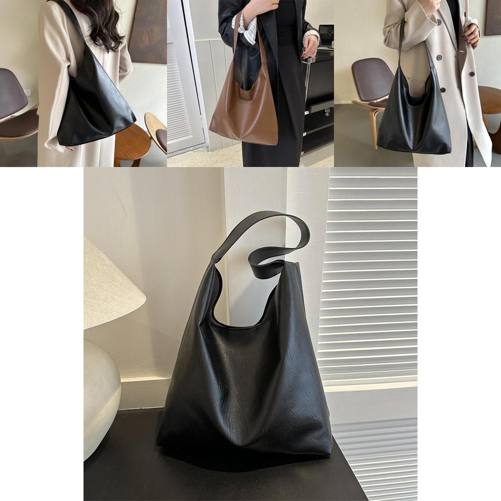 Stylish Pu Tote Bag For Women In Black And Brown Perfect For Casual Commuting