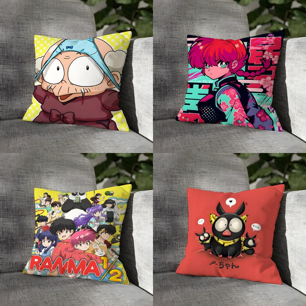 Cartoon Comic P Chan R-Ranma ½ 3 Pillow Case Natural Linen Organic Fabric Double-Sided Printing Sofa Home Decor Gift Pillow Case