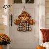 Decorative Holiday Wood Plaque Fall Wooden Hanging Sign, Autumn Scarecrow & Pumpkin Maple Leaf Door Festival Sign Hanger, Harvest Thanksgiving