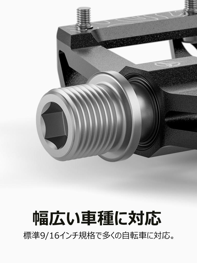GEWAGE Bicycle 3 Wide Road Hybrid Pedals, Flat, Bearings, High-Speed Rotation, Tread, Anti-Slip, Lightweight, High-Durability, Aluminum, 9/16 Inch,