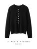 2025 A/W Women's 100% Pure Cashmere Knit Sweater: Loose Fit, Thick Base Layer with Chest Button