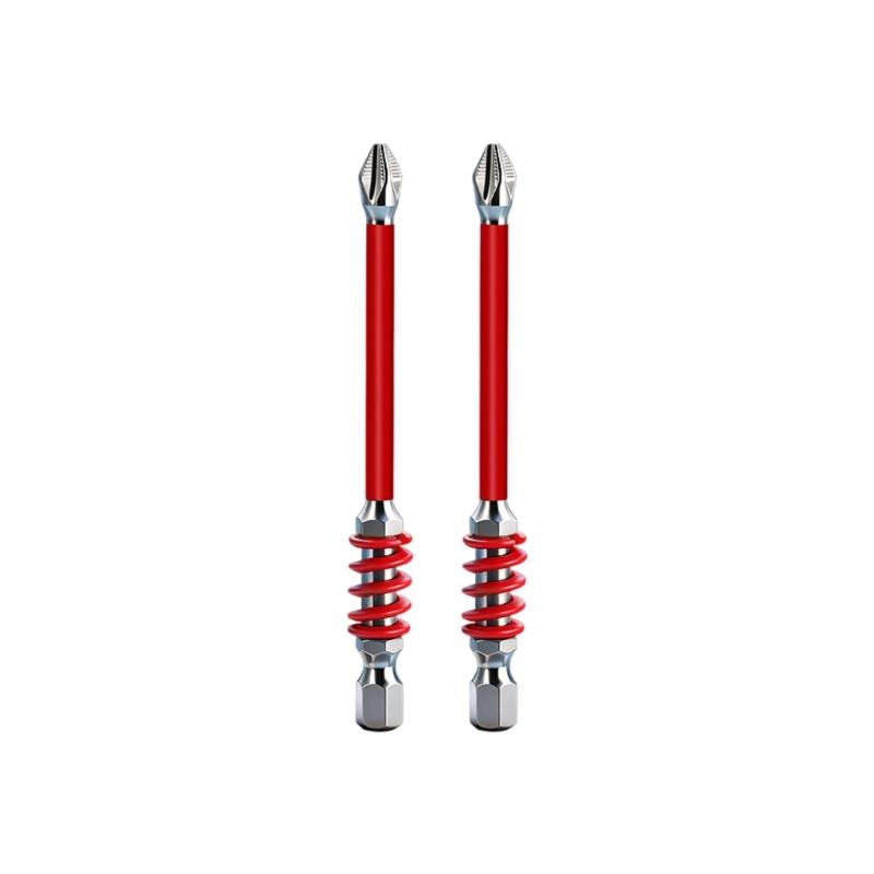 2Pcs High Strength Nonslip Drill Bit 6.35mm with Spring Loaded Feature Antislip for Electrician Tool Fastening
