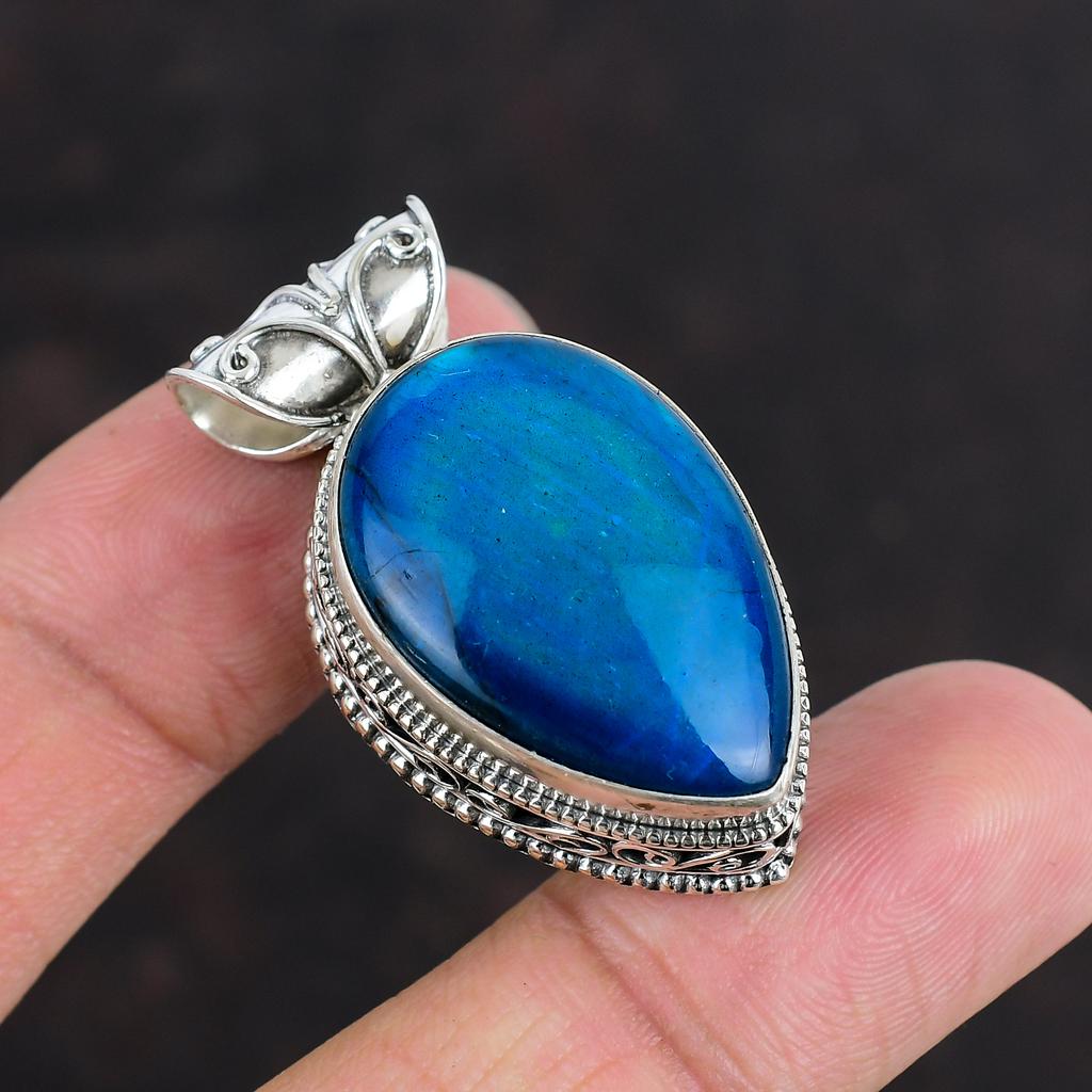 Pandantiv din labradorit neon flash, bijuterii lucrate manual cu pietre prețioase, pandantiv din argint 925, bijuterii unice, pandantiv delicat, bijuterii vintage pentru cadouri