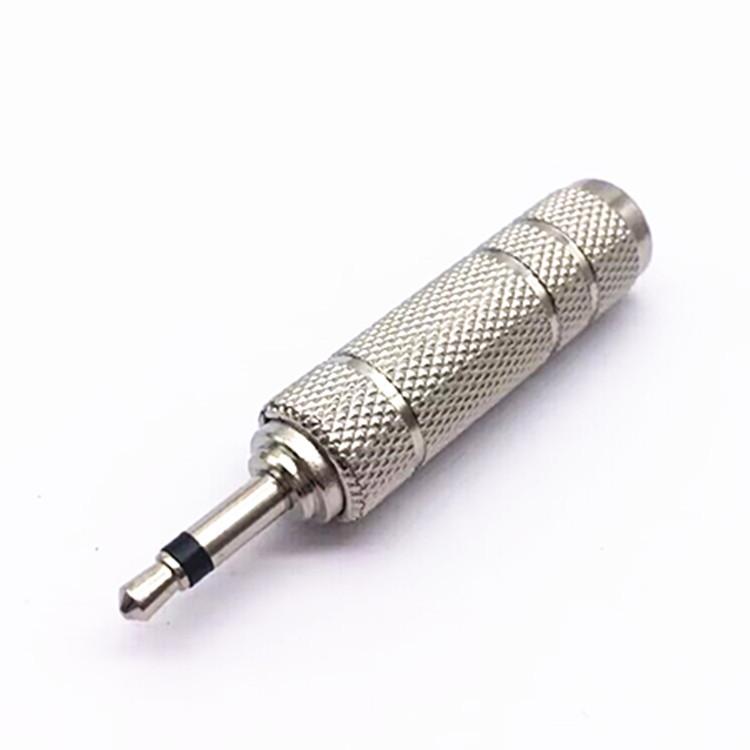 Nickel-Plated 6.5mm Female To 3.5mm Male Mono Adapter for Headset/Microphone.