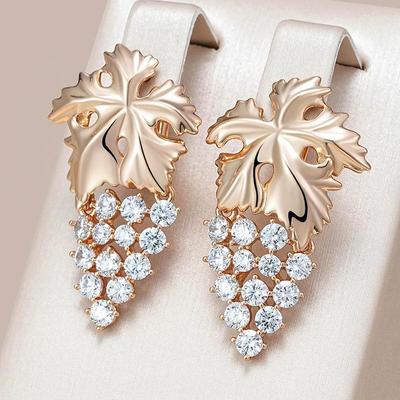 Traubendesign Zirkon Persönlichkeit Damen Ohrringe Golden Luxus Großer Schmuck Party Täglich Statement Accessoires