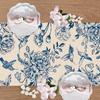 Blue and White Porcelain Floral Birds Linen Table Runner Party Decor Farmhouse Kitchen Dining Table Runner Wedding Decorations