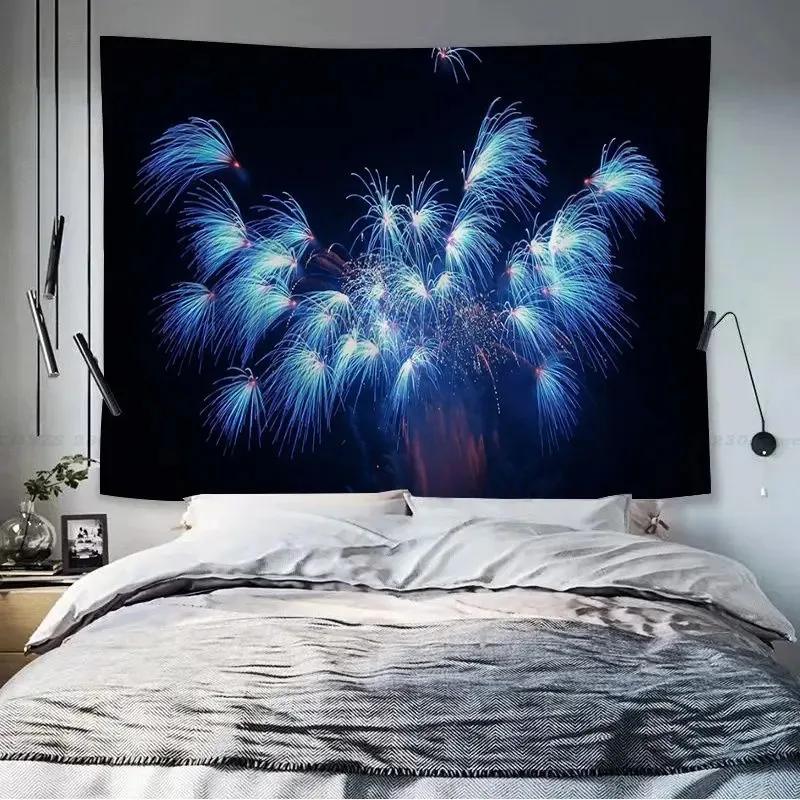 Dormitory Bedroom Tapestry Fireworks Cartoon Pattern Tapestry