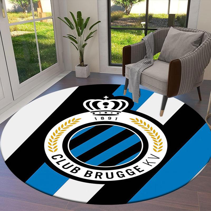 Club Brugge KV Round Area Rug,Carpet Rug for Living Room Bedroom Sofa Playroom Decor,Non-slip Floor Mat
