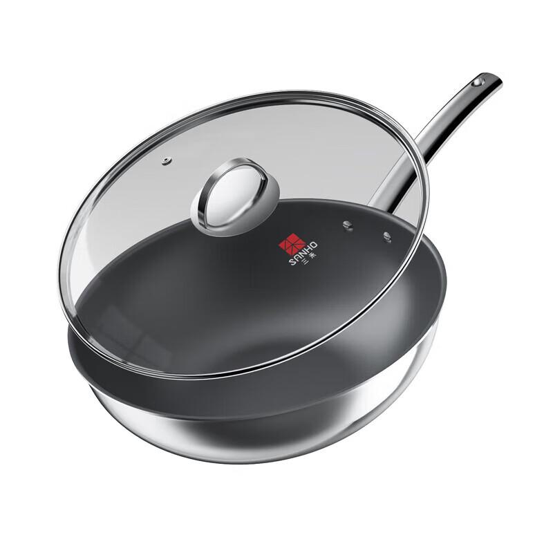 Sanhe 32cm 0-Coating Non-Stick Stainless Steel Wok