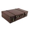 Wood Vintage Suitcase Brown Leather Decorative Luggage Trunk British Classic Wooden Storage Box Home Organization