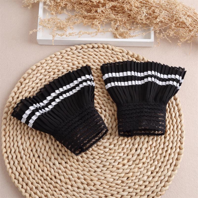 Fake Cuff Sleeve Women White Female Lace Pleated Flare Sleeve Detachable False Cuffs Ruffles Wristband Decorative Accessory