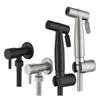 Modern Matte Black Stainless Steel Wall-Mounted Bidet Sprayer Set with Horizontal Spray and Self-Cleaning Nozzle