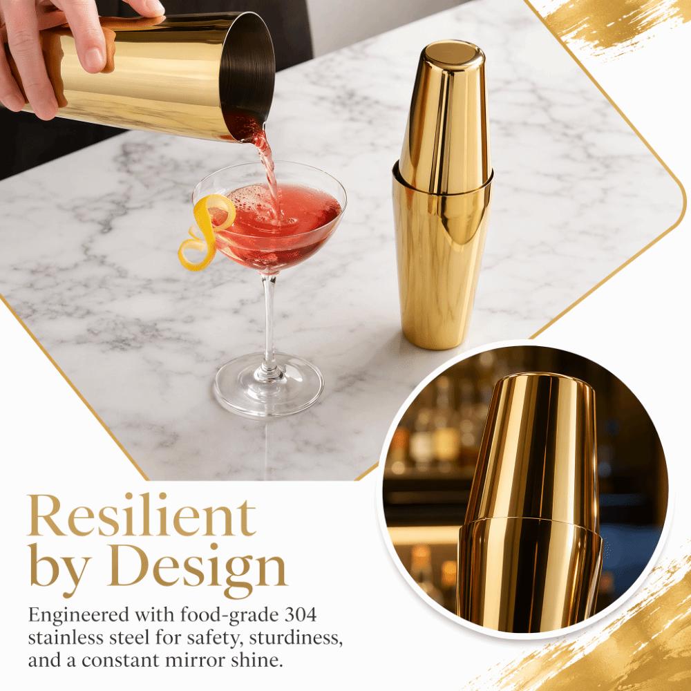 2 piece Simple Design Cocktail Shaker Set 304 Stainless Steel Stainless Steel Shaker Mixing Drinks золотой
