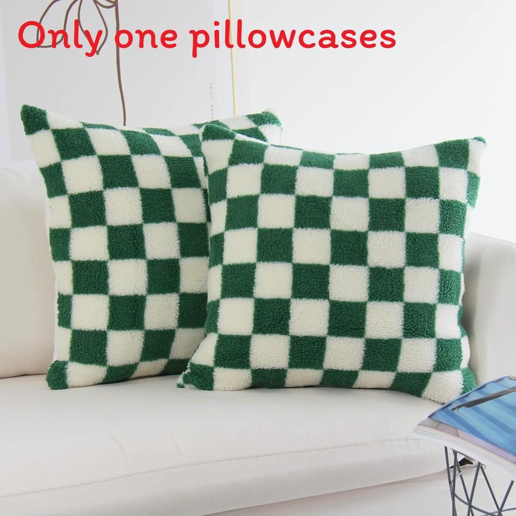 

Plush Chessboard Pattern Pillowcase Car Home Living Room Sofa Cushion Bedroom StyleB