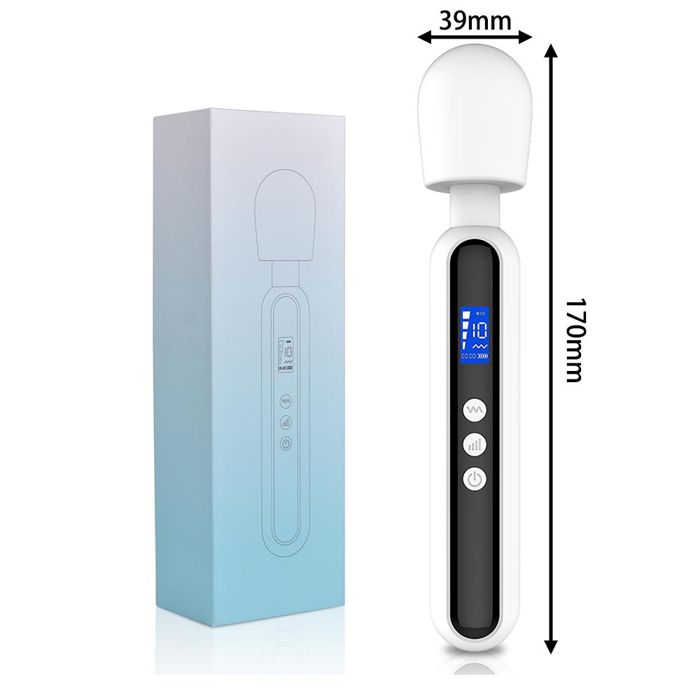 Waterproof Silicone Multi-Functional Massage Stick with LCD Display 10 Frequencies 4 Speeds Vibrator for Women Sexy Toy