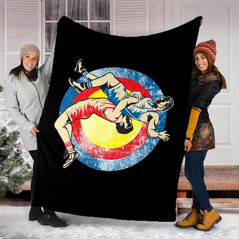 wrestling Theme Printed Blanket - Perfect for Couch, Bed, Travel & Outdoor Use | Machine Washable, Cozy & Durable.
