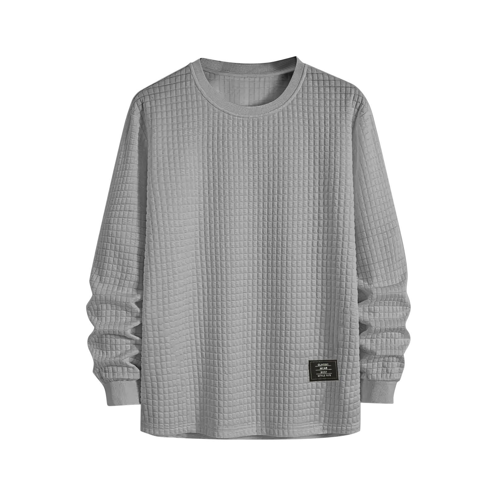 

Men s Winter Solid Color Textured Round Neck Sweatshirt Hoodie Men s Sports Large Size Casual Round Neck Sweatshirt L