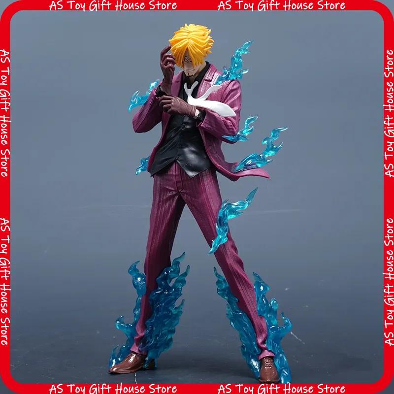 Sell Sky Painted One Piece Sanji Gk Hand Made Model Animation Peripheral Desktop Decoration Collectible Blue Flame Figurine