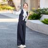 Fashion professional temperament vest denim suit women's spring new Korean version loose and thin wide-leg pants three-piece set