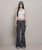 AWOSWEIB Tied Boots Cut Pants - Charcoal