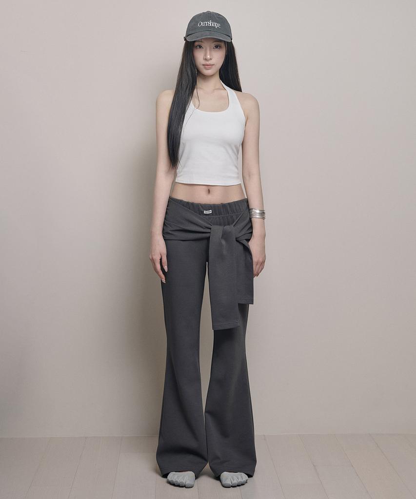 AWOSWEIB Tied Boots Cut Pants - Charcoal