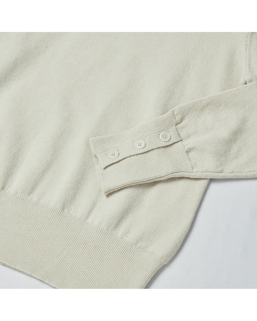 WORTHWHILE MOVEMENT Cuff Button Crew Neck (Light Beige)