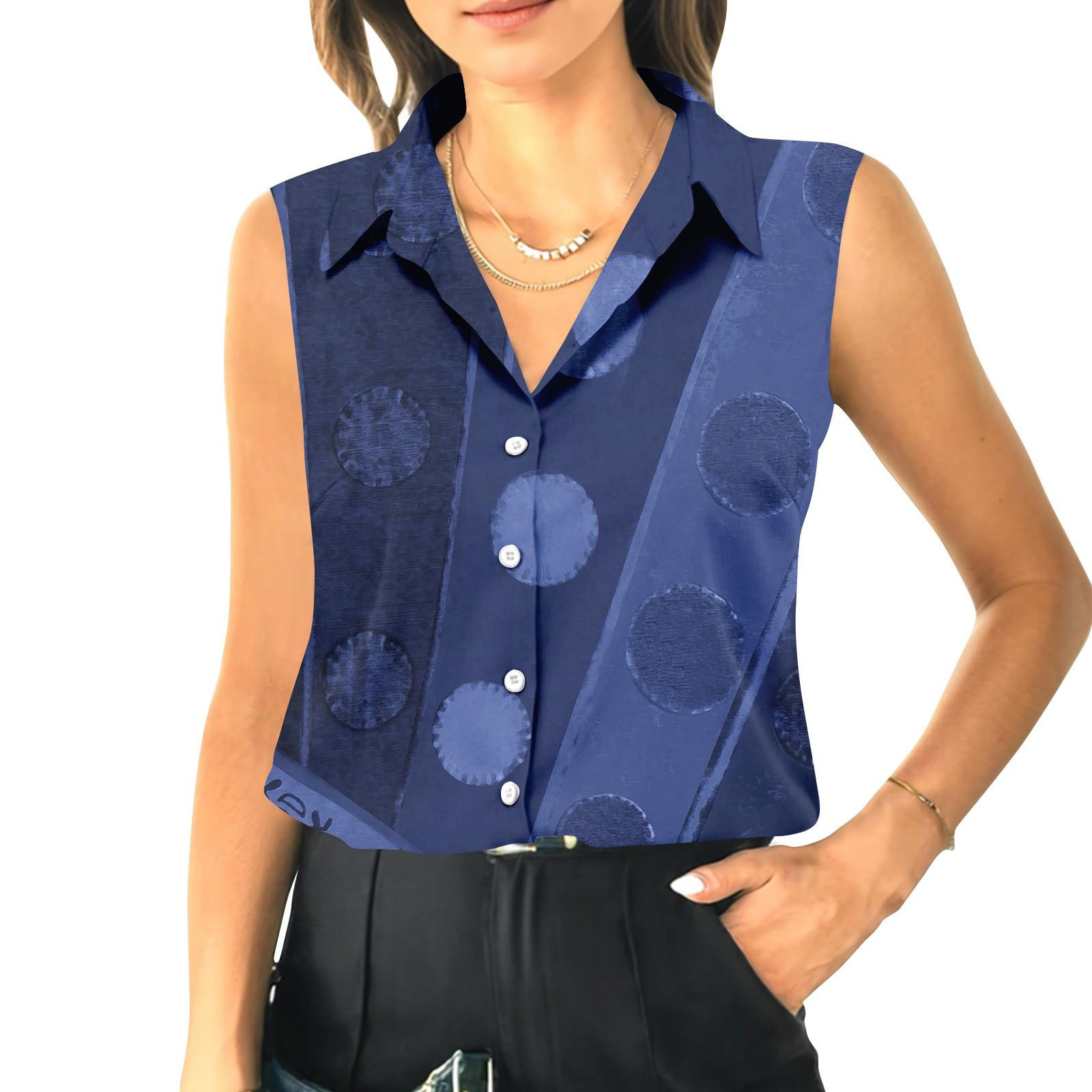 

Женский летний свободный топ без рукавов с воротником-стойкой M фиолетовый