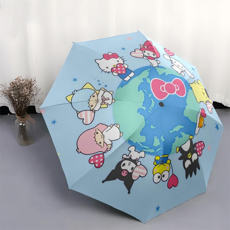 1pc Hello Kitty Characters Around the World Umbrella with Plastic Handle,Suitable for All Seasons Home Travel Outdoor UmbrellaSanlio310